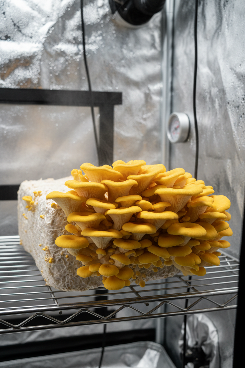 Colonized Golden Oyster Mushroom Agar Plate