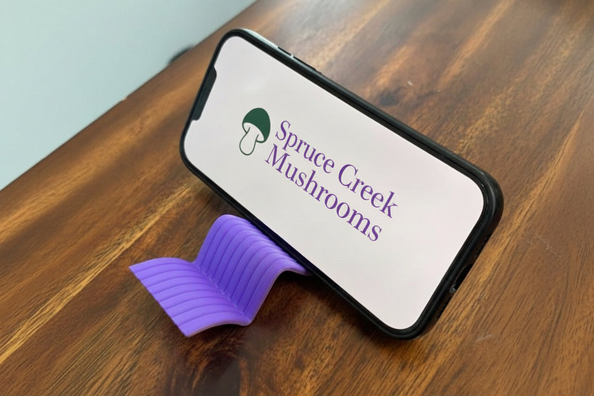 Modern Bauhaus Wavy Phone Stand | Minimalist Desk Accessory Spruce Creek Mushrooms